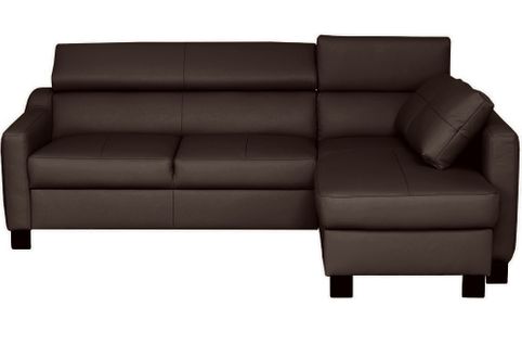 Canapé D'angle Convertible Cuir Italien Luxe 5 Places Bruce Coffre Chocolat, Angle Droit