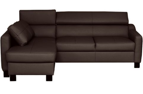 Canapé D'angle Convertible Cuir Italien Luxe 5 Places Bruce Coffre Chocolat Angle Gauche