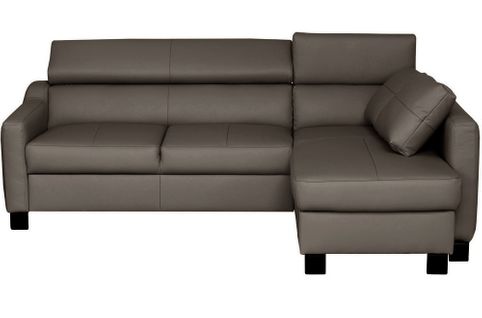 Canapé D'angle Convertible Cuir Italien Luxe 5 Places Bruce Coffre Taupe Angle Droit