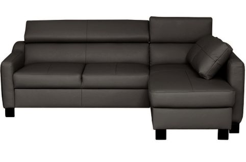 Canapé D'angle Convertible Cuir Italien Luxe 5 Places Bruce Coffre, Noir, Angle Droit