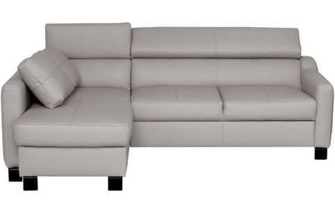 Canapé Angle Convertible Cuir Italien Luxe 5 Places Bruce Coffre Gris Clair Angle Gauche