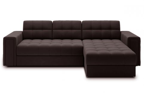 Canapé D'angle Convertible, Blendo - En Velours Luxe Chocolat, 4 Places, Angle Droit