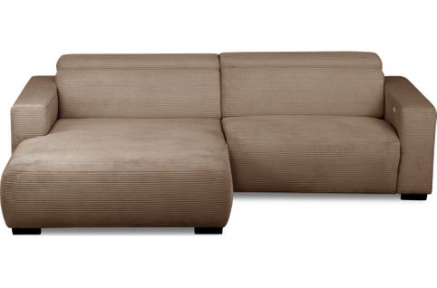 Canapé D'angle Avec Relax Électrique , Velours Cotelé Revano, Marron Angle Gauche