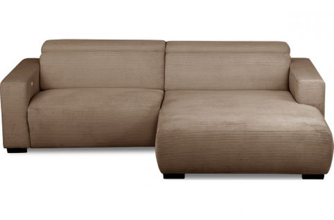 Canapé D'angle Avec Relax Électrique En Velours Cotelé Revano, Marron, Angle Droit