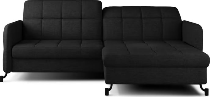 Canapé D'angle Convertible En Tissu Noir Luxe 3-4 Places Loro, Angle Droit