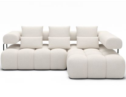 Canapé D'angle Convertible Tissu Bouclette Blanc Cassé 3-4 Places Leoni, Angle Droit