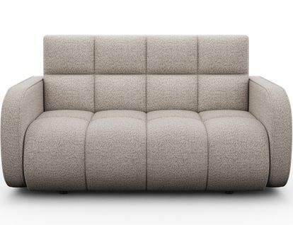 Canapé 2 Places Convertible Tissu Bouclette Beige, Coffre, Devon