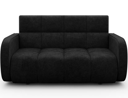 Canapé 2 Places Convertible Tissu Doux Noir, Coffre, Devon