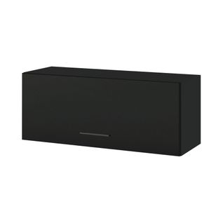 Meuble Haut Slim De Cuisine Lovia Noir Mat 1 Porte Relevable L 90 Cm