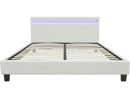 Lit Tissu Bouclette Avec LED "maria" 140x190cm - Crème