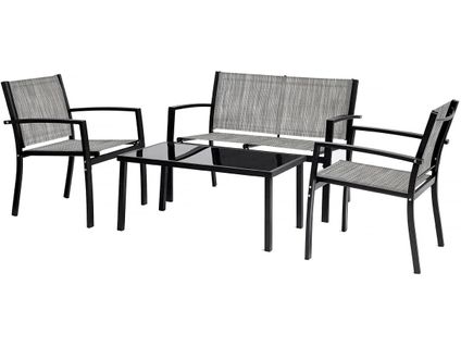 Salon De Jardin Bas "Lino" - 4 Places  - Gris