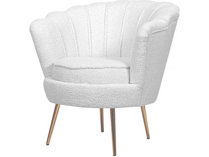 Fauteuil Bouclette "floria" - 75 X 68 X 77,5 Cm -  Blanc