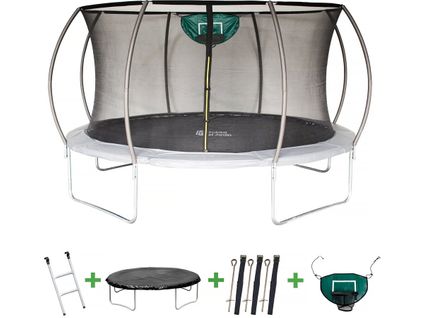 Trampoline Avec Filet Intérieur "jumper" - D. 4,25 M - Gris