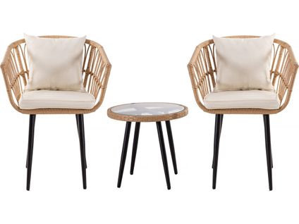 Salon De Jardin Rotin "vela" - 2 Places - Marron