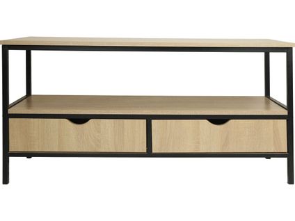 Meuble TV Avec Tiroir Style Industriel "detroit" - 113 X 40 X 55 Cm - Beige
