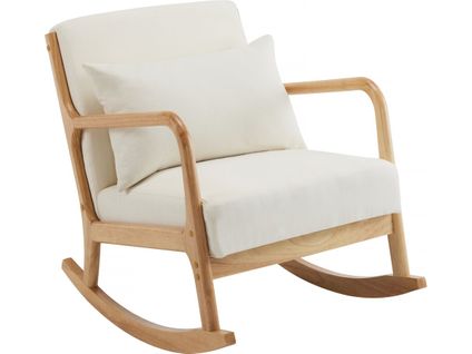 Fauteuil à Bascule Style Scandinave Bouclette Et Bois " Clinton " - Beige