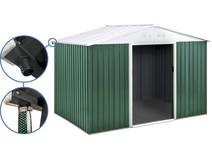 Abri De Jardin Métal - "rosas " - 7,06 M² Avec Gouttière - Vert