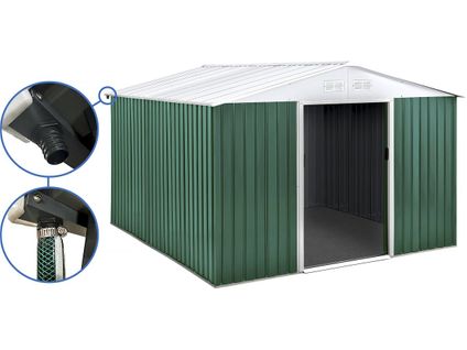 Abri De Jardin Métal - "rosas " - 10.85 M² Avec Gouttière - Vert