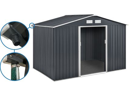 Abri De Jardin Métal - "vegas" - 8,83 M² Avec Gouttière - Gris
