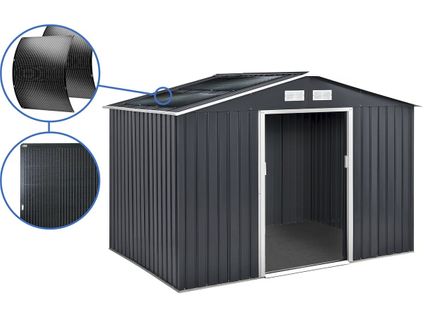 Abri De Jardin Métal - "vegas" - 7.06 M² Avec Panneaux Solaires - Gris