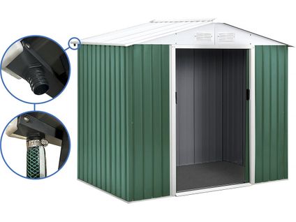 Abri De Jardin Métal - "rosas "- 4,07 M² Avec Gouttière - Vert