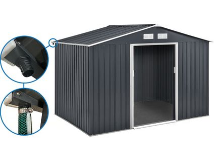 Abri De Jardin Métal - "vegas" - 7,06 M² Avec Gouttière - Gris