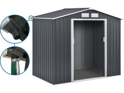 Abri De Jardin Métal - "vegas" - 2,7 M² Avec Gouttière - Gris