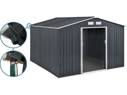 Abri De Jardin Métal - "vegas" 12.98 M² Avec Gouttière - Gris