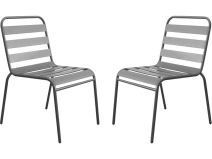 Lot De 2 Chaises De Jardin En Métal Empilables "bilbao" - Taupe