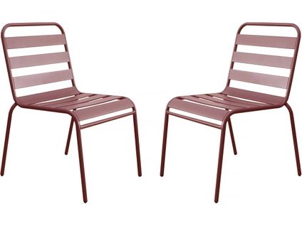 Lot De 2 Chaises De Jardin En Métal Empilables "bilbao" - Terracotta