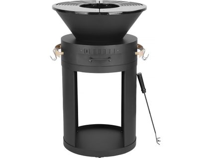 Barbecue Plancha Brasero à Charbon Et Bois "cesar" - 49 X 49 X 92 Cm - Noir