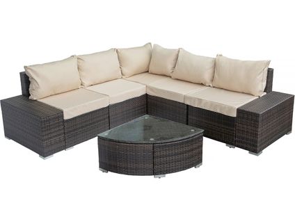 Salon De Jardin En Résine Tressée "zelda" - 5 Places - Marron