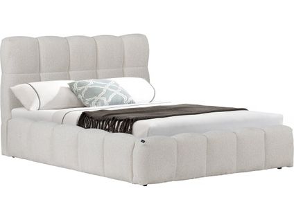 Lit Double En Tissu Avec Coffre "davos" - 160 X 200 Cm - Beige