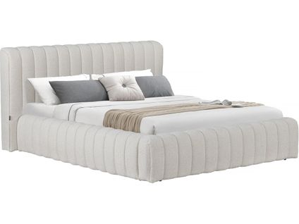 Lit Double En Tissu Avec Coffre "tignes" - 140 X 190 Cm - Beige