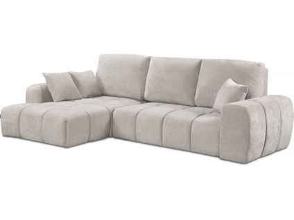 Canapé D'angle Gauche Convertible En Tissu Chenille "verneuil" - 3 Places - Beige