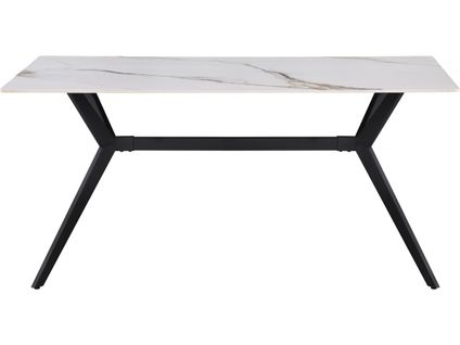 Table à Manger En Céramique "boreal" - 4 à 6 Personnes - 160 Cm - Blanc