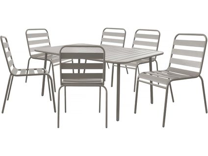Table Et Chaises De Jardin En Métal "bilbao" - 6 Places - Taupe