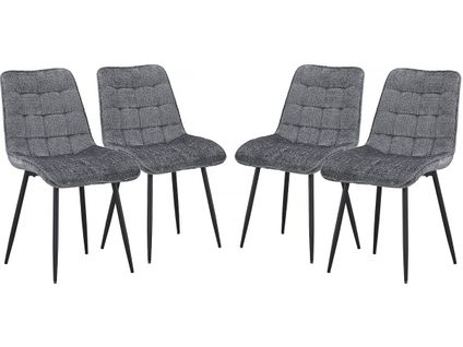 Chaise De Salle à Manger En Tissu Haut De Gamme  "yanis" - Lot De 4 - Gris