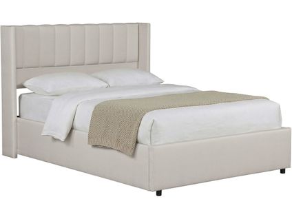 Lit Double En Lin Avec Coffre "saint-moritz" - 160 X 200 Cm - Beige