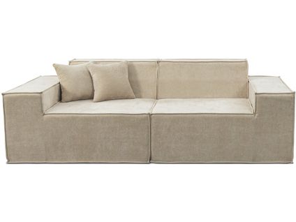 Canapé Droit Modulable En Tissu Texturé "lusso" - 3 Places - Beige