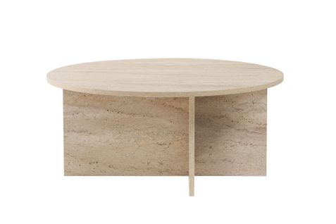 Table Basse En Bois "soleil" - 90 X 90 X 40 Cm - Travertin