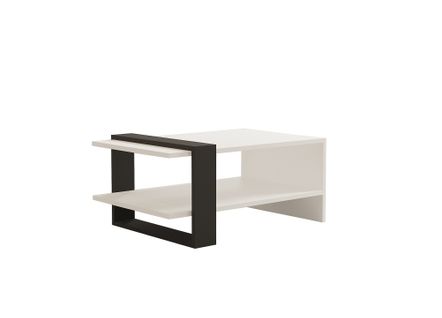 Table Basse En Bois "funda" - 80 X 55 X 35 Cm - Anthraciteblanc