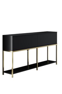 Console En Bois "lord" - 150 X 30 X 80 Cm - Noir Or