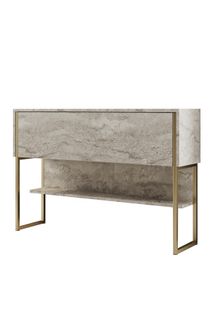 Console En Bois "luxe" - 120 X 30 X 80 Cm - Travertin Or