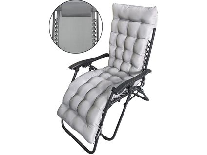 Fauteuil De Jardin Relax Zéro Gravité Avec Coussin Matelassé "sintra" - Gris