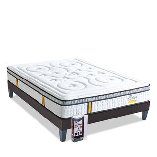 Pack Reina 2.0 140x190 Cm Matelas Ressorts + Sommier Bois + Protège Matelas Anti Punaise