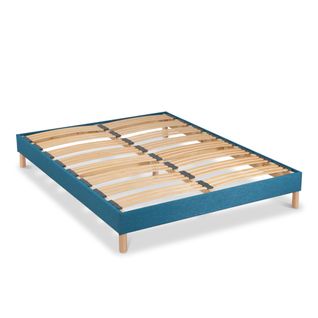 Sommier à Lattes En Bois Lumière 140x190 Cm Coloris Turquoise Livré En Kit