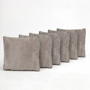 Lot De 6 Coussins Velours Côtelé Malo 40x40cm Coloris Gris Clair