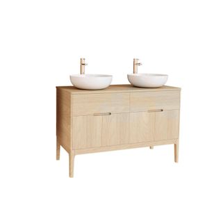 Ensemble Meuble Double-vasque 120 Cm Chêne Naturel + 2 Vasques Alaska