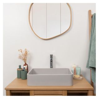 Vasque à Poser Rectangle En Béton Gris 50x32,5cm